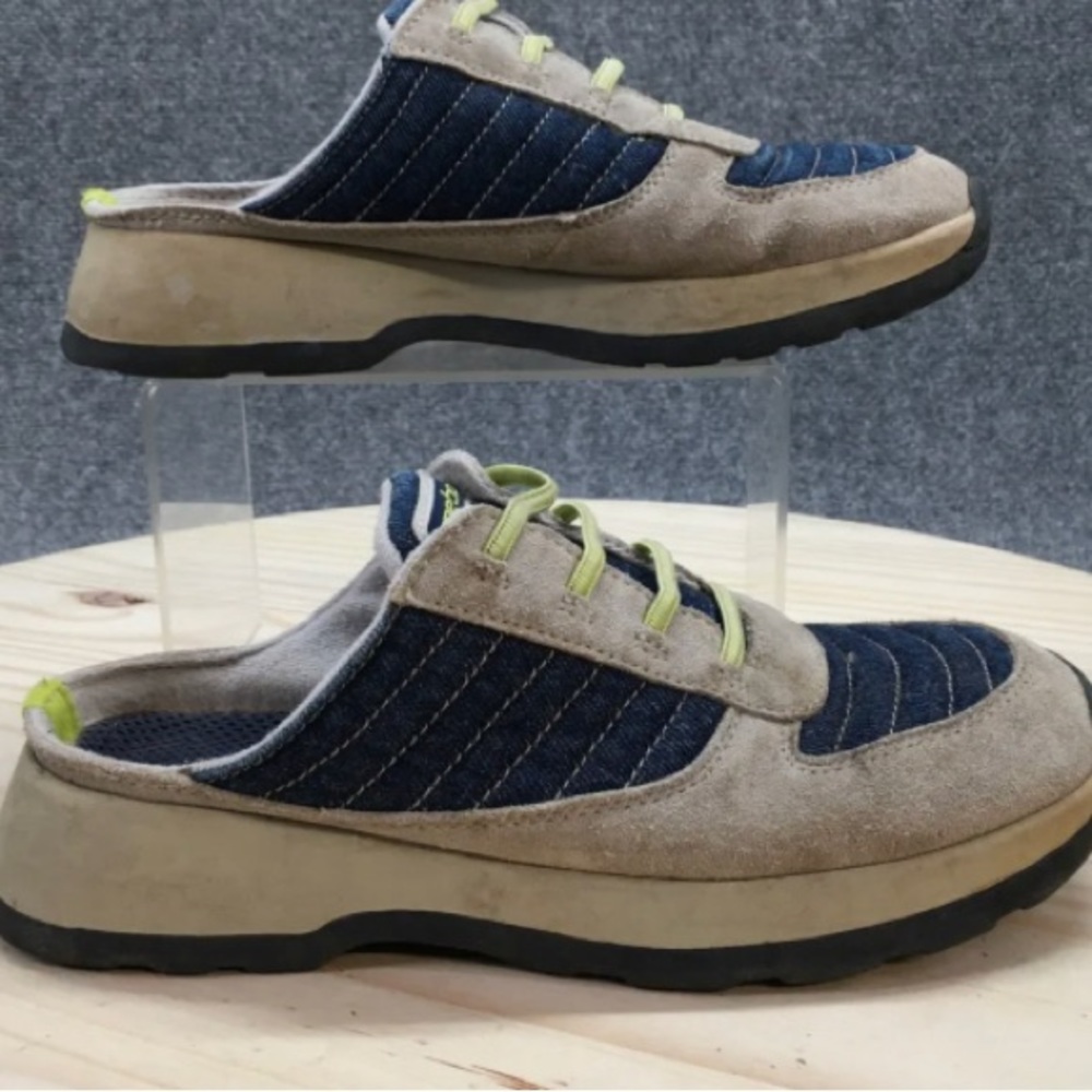 REEBOK Womens Low Back Suede Leather & Denim Mule Slip On Sneakers EUC size 5